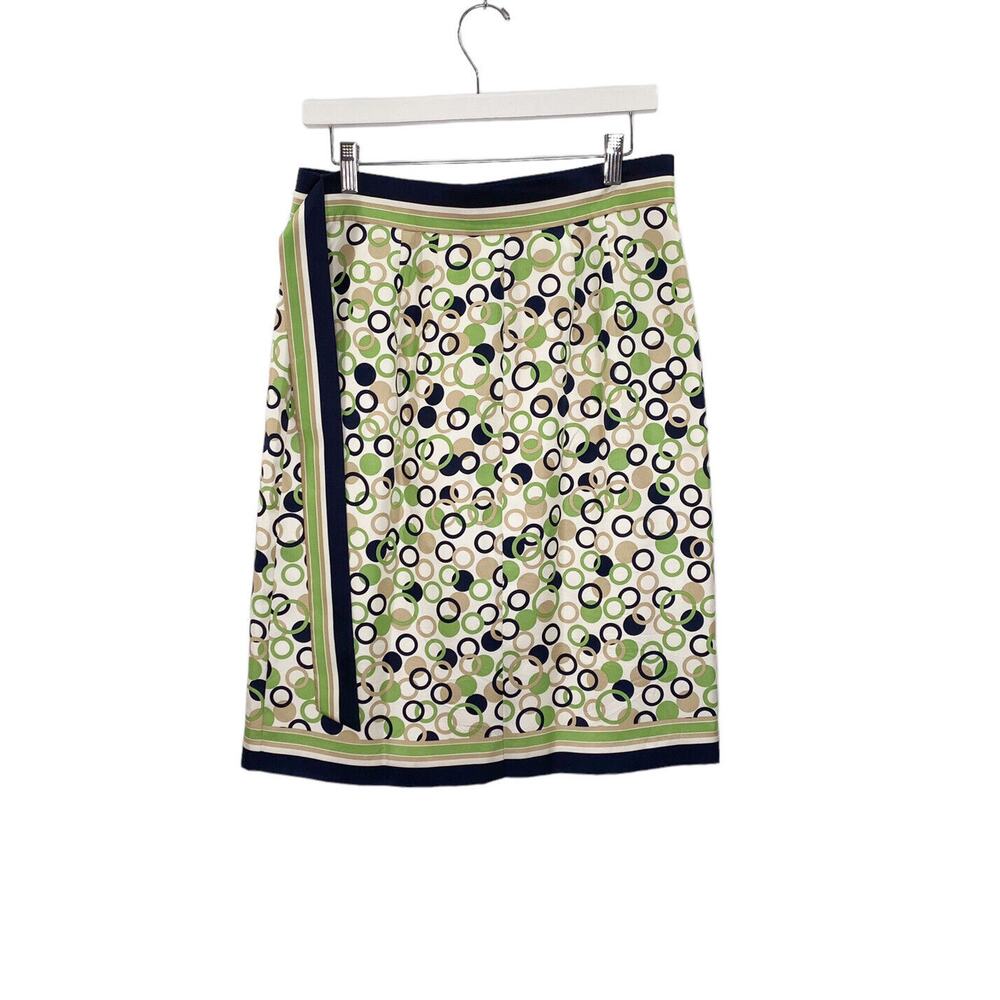 Talbots Skirt Women Size 8 Silk Lined Blue/Green/Beige Y2K Wrap Abstract Pattern - Picture 4 of 12